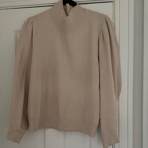 Cream Puff Sleeve Mock Neck Sweater